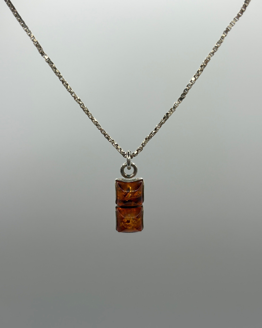 Sterling Stacked Amber Necklace