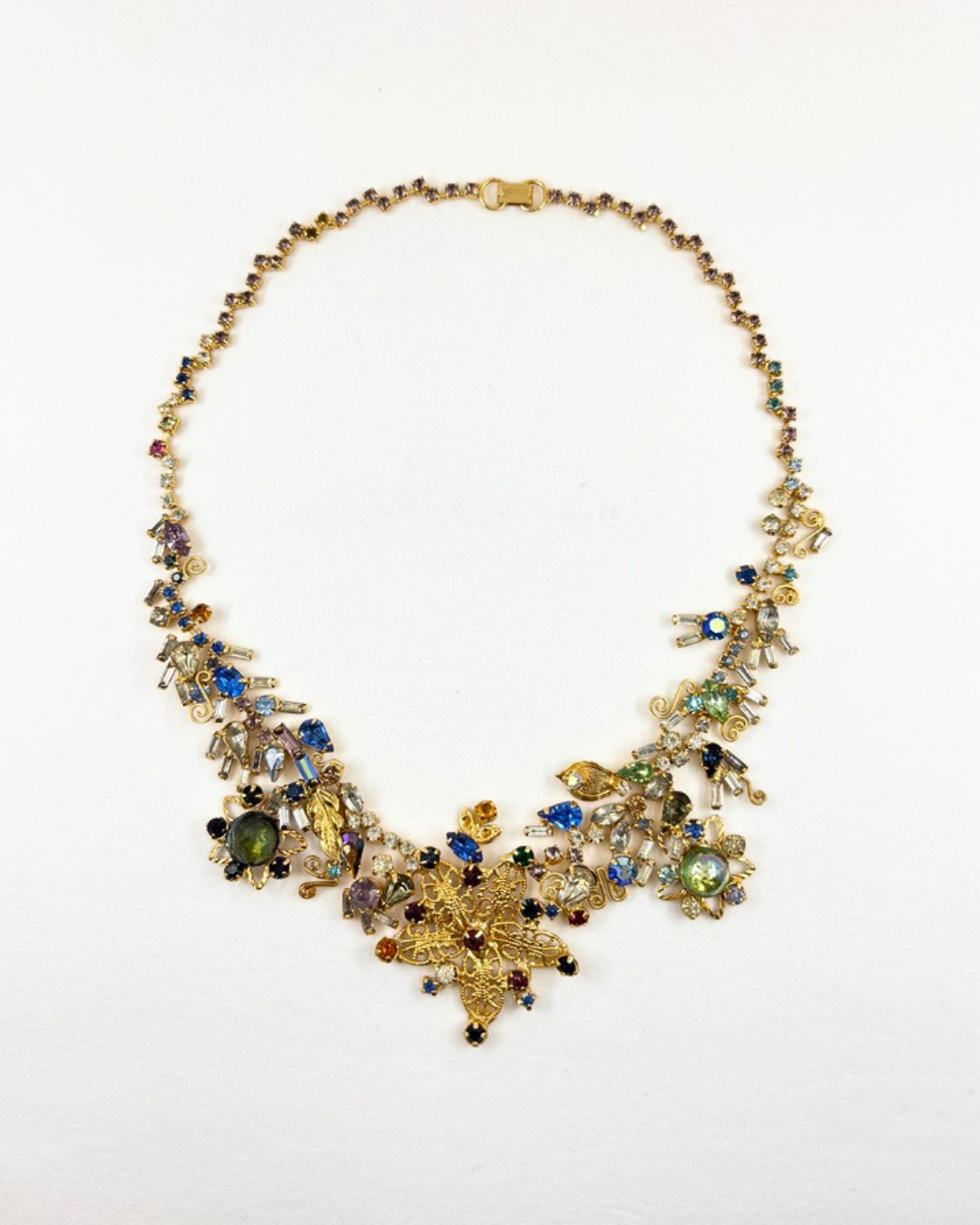 1950s Multicoloured Rhinestone Statement Necklace