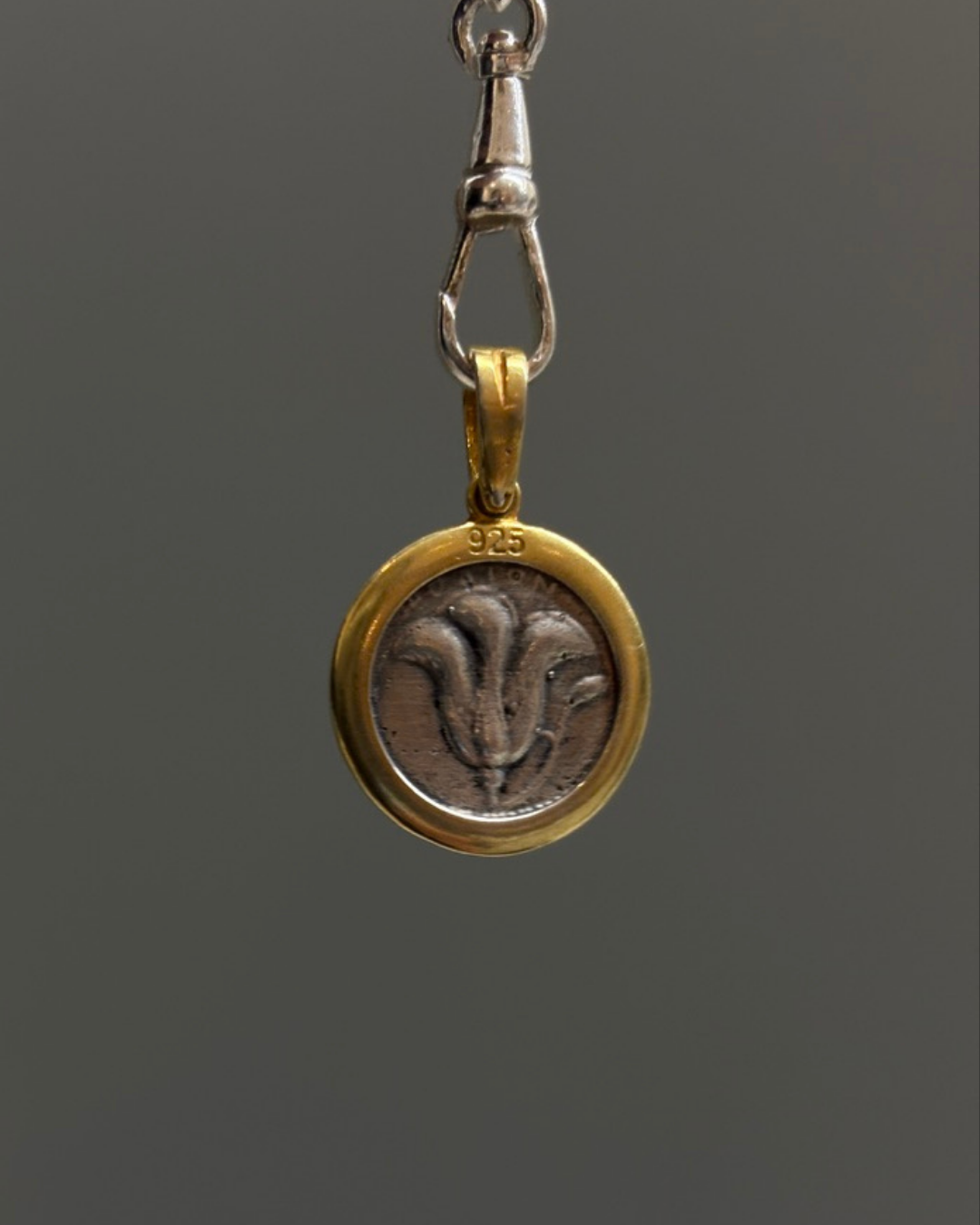 18KT Gold over Sterling Silver Ancient Coin Apollo Pendant
