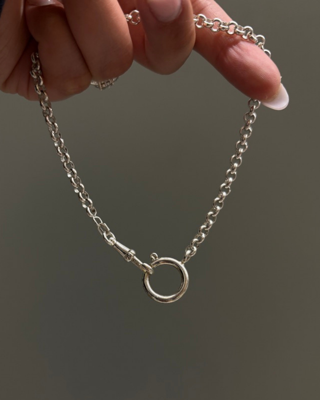 Sterling Rolo Watch Chain with Dog Clip