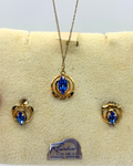Rainbow Gold Filled over Sterling Silver Sapphire Necklace & Earring Set