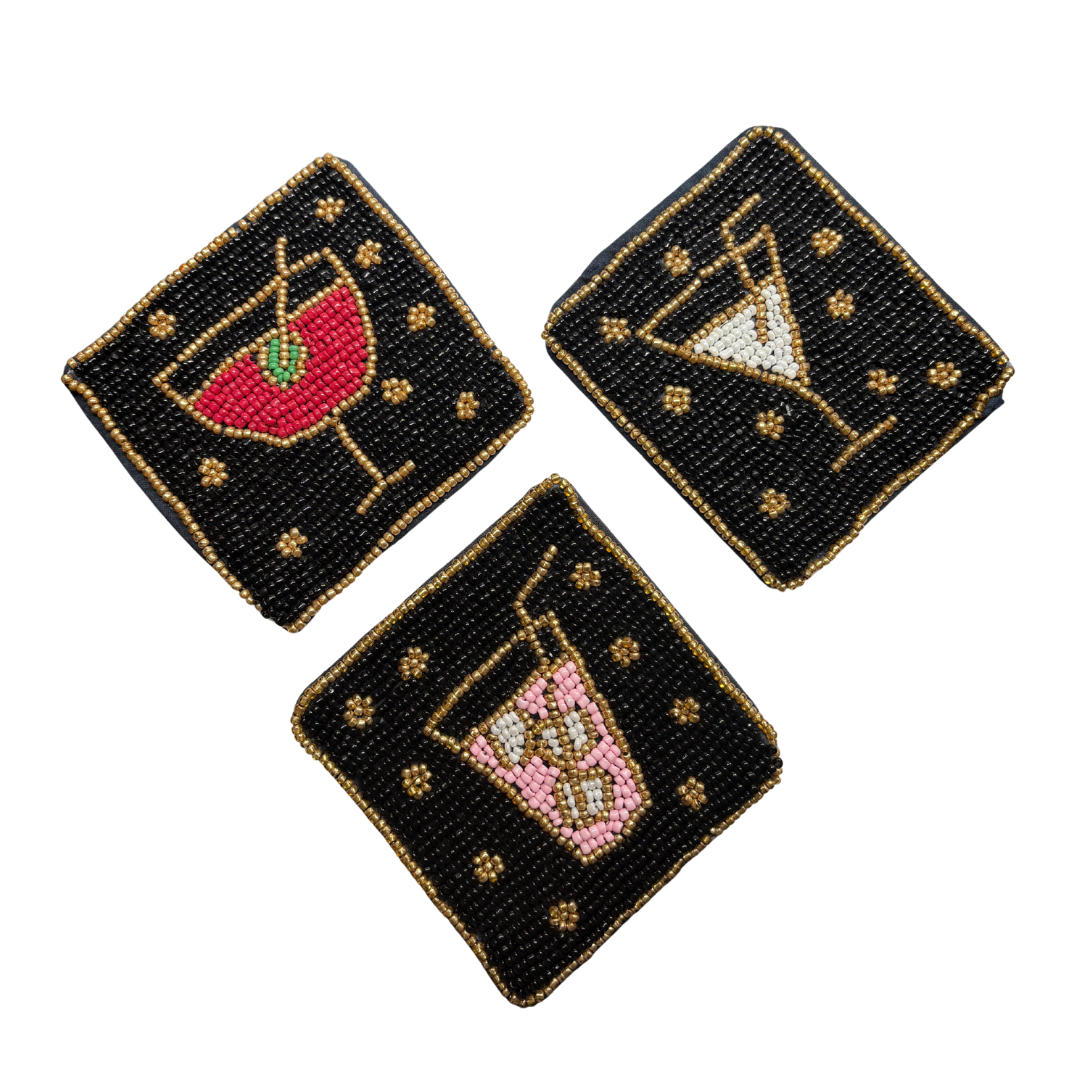 Vintage Beaded Cocktail Coasters