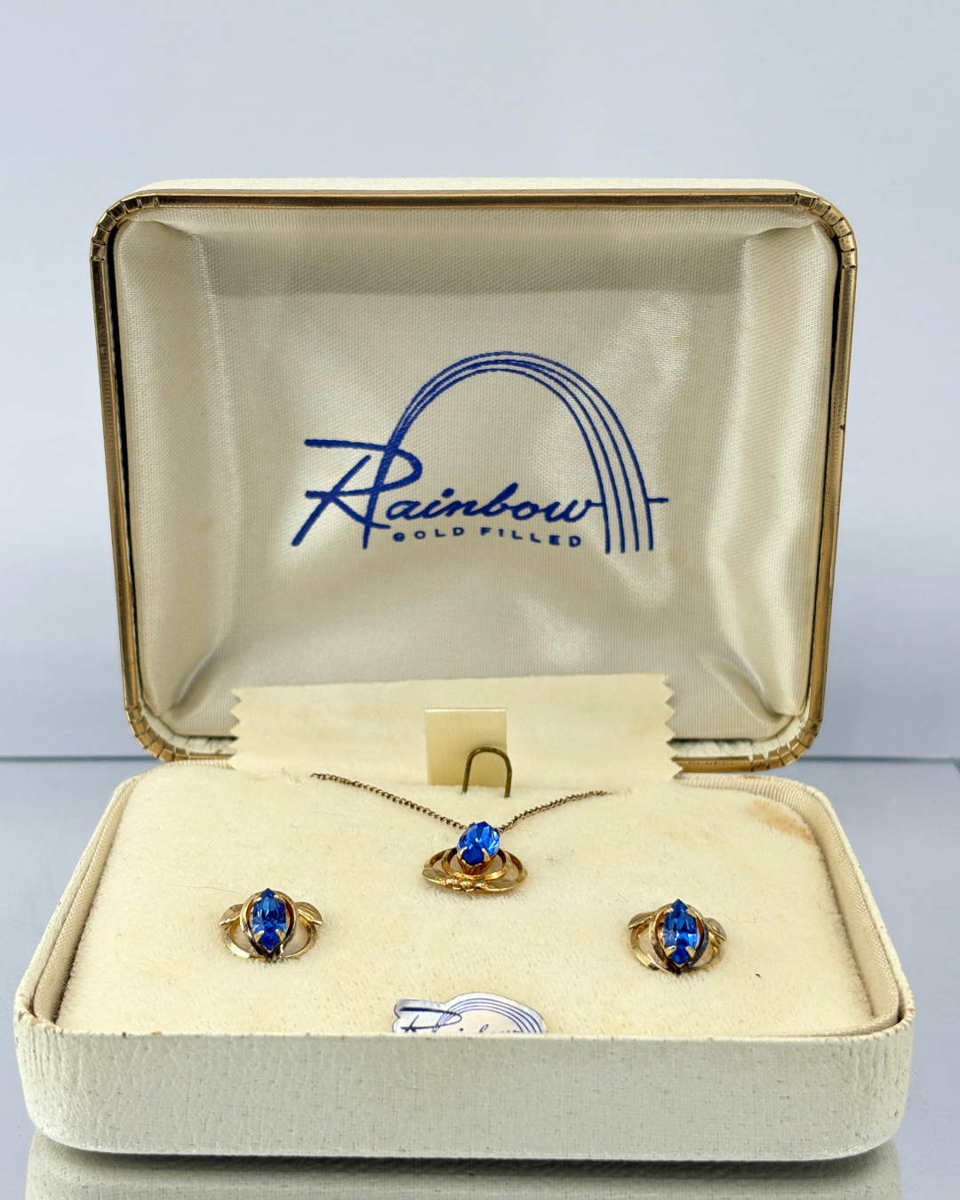 Rainbow Gold Filled over Sterling Silver Sapphire Necklace & Earring Set