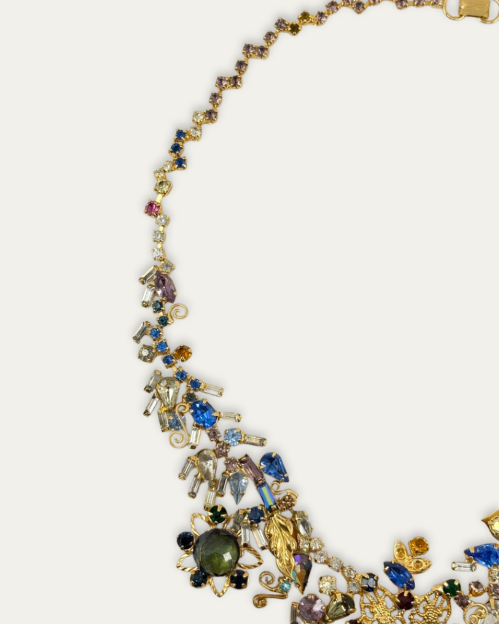 1950s Multicoloured Rhinestone Statement Necklace