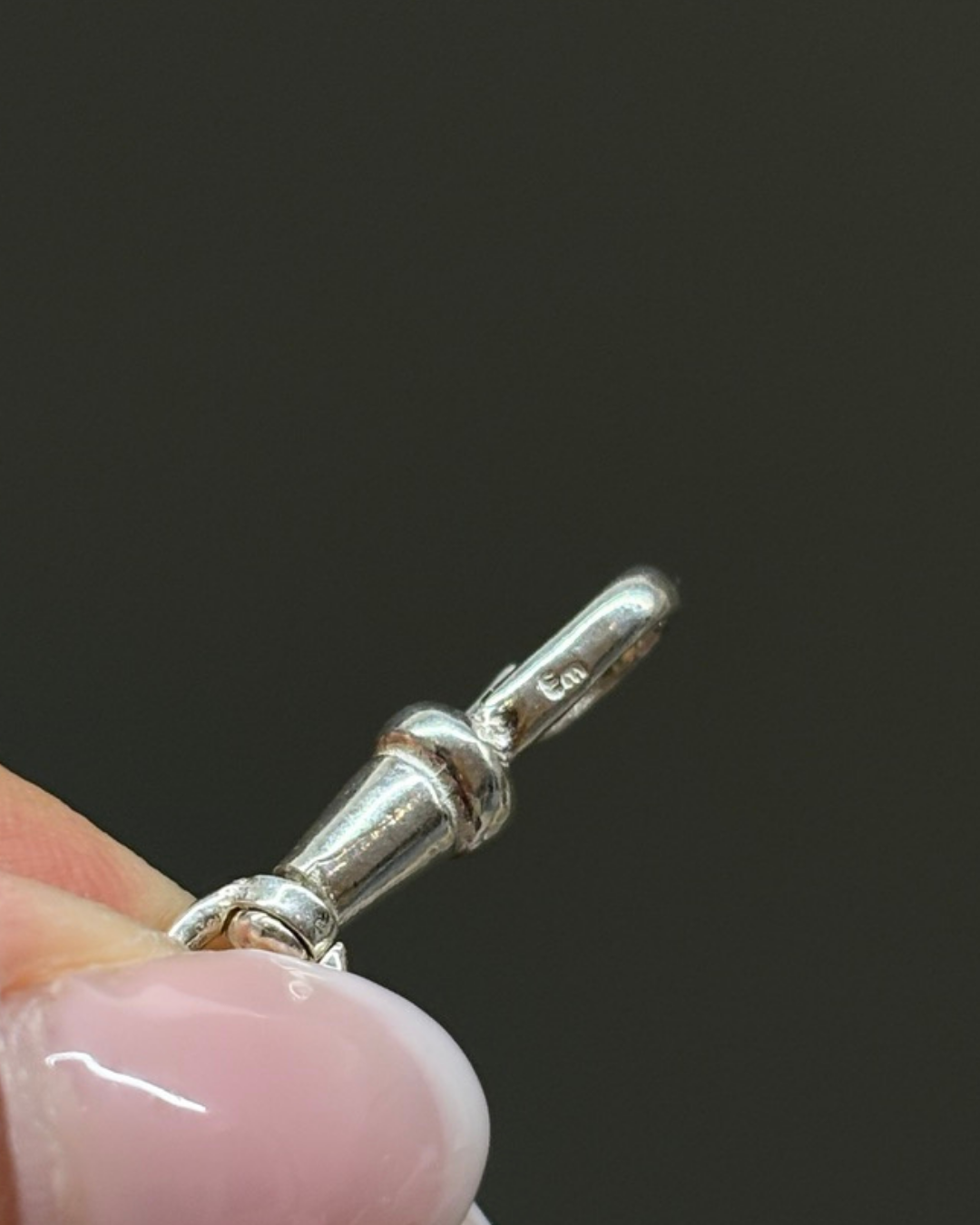 Chaîne de montre rolo en argent sterling avec mousqueton