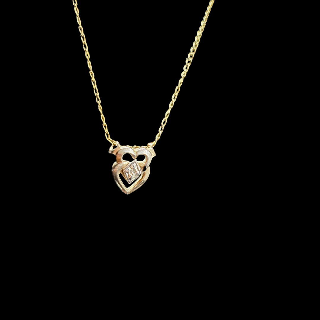 Gold Filled Diamond Claddagh Necklace