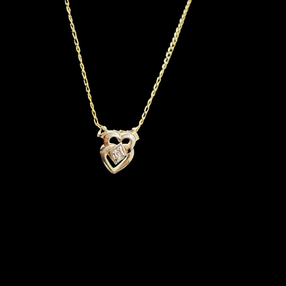 Gold Filled Diamond Claddagh Necklace