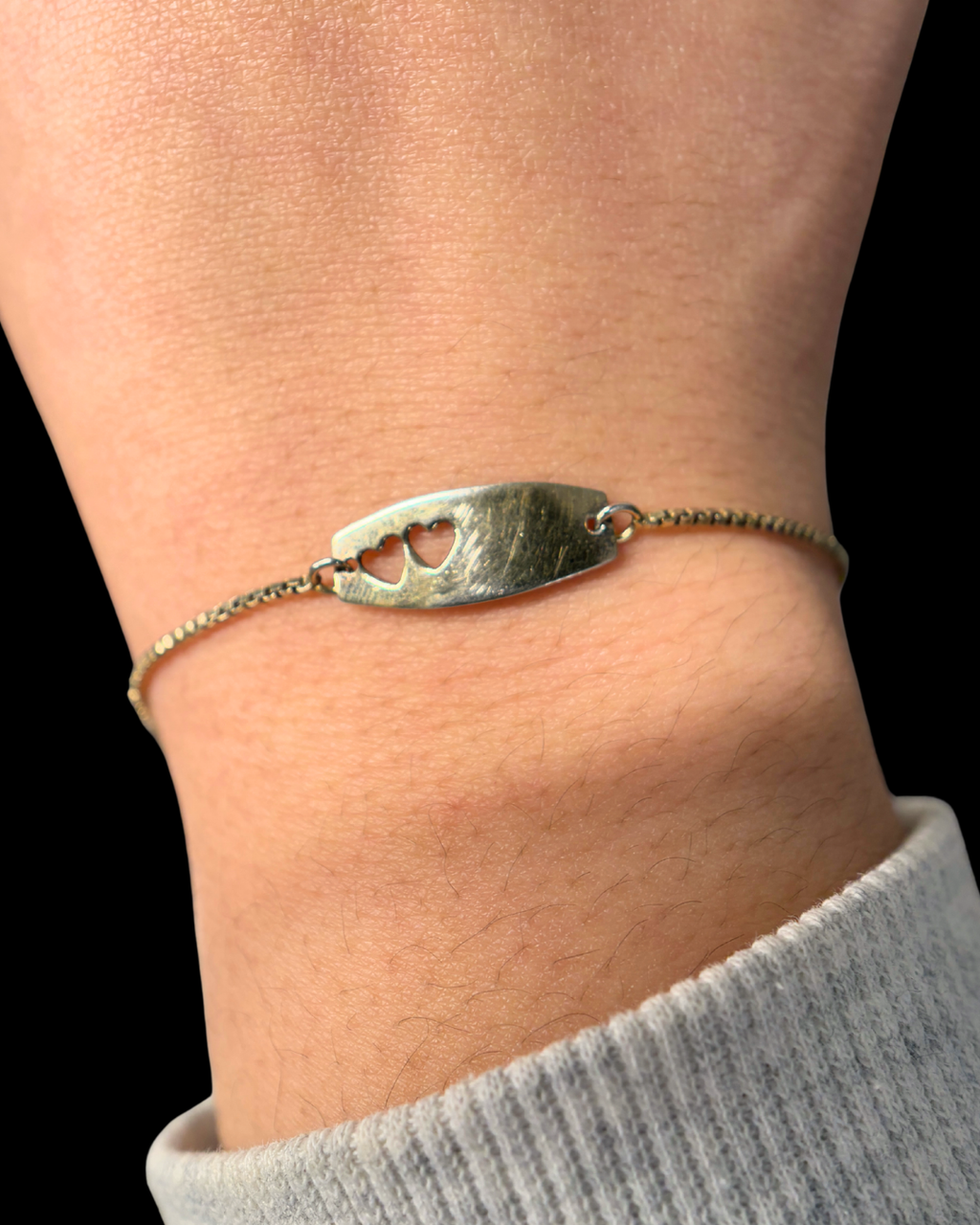 Bracelet d'identité en cœur or sur argent sterling