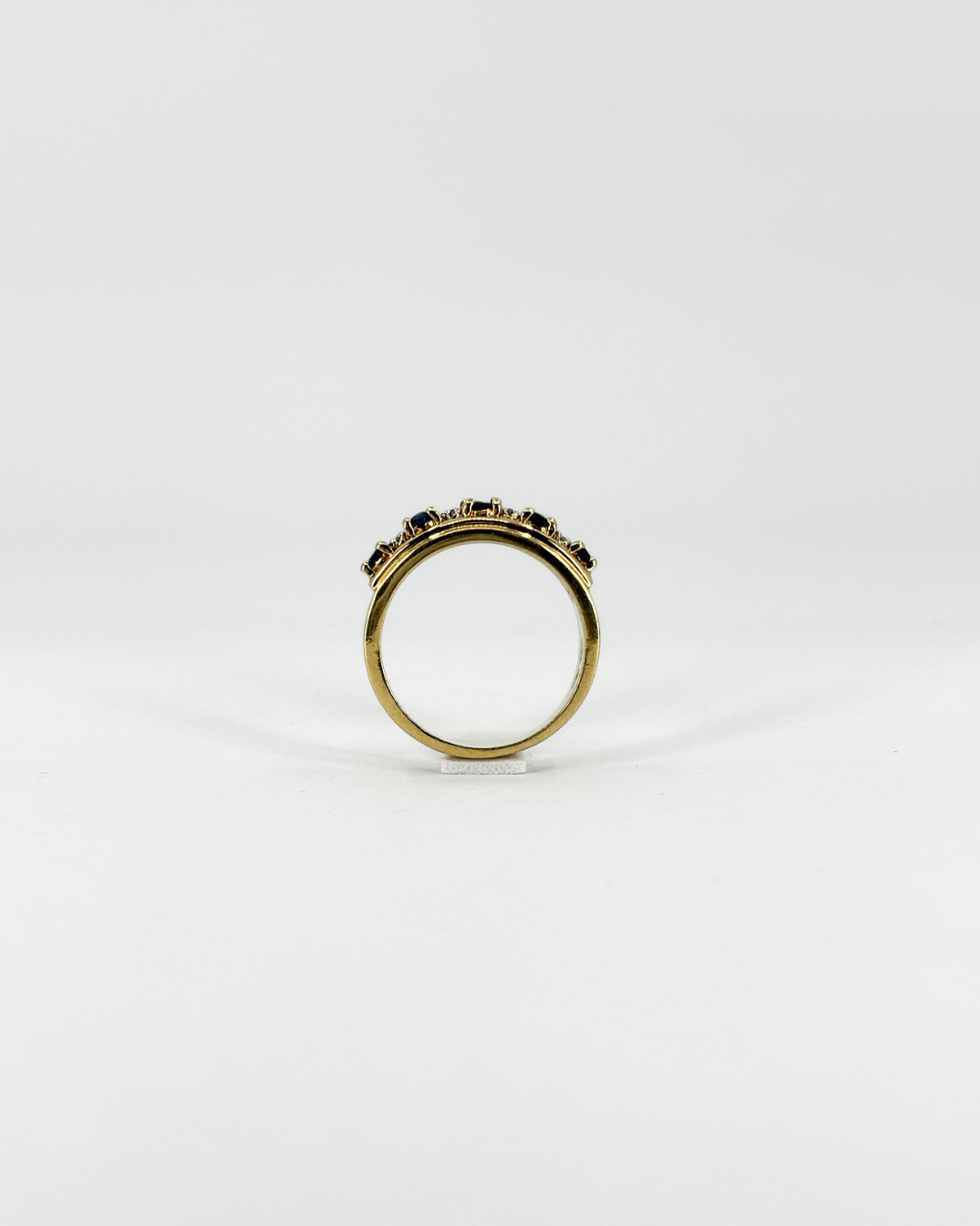 Gold Vermeil White and Blue Sapphire Half Eternity Ring