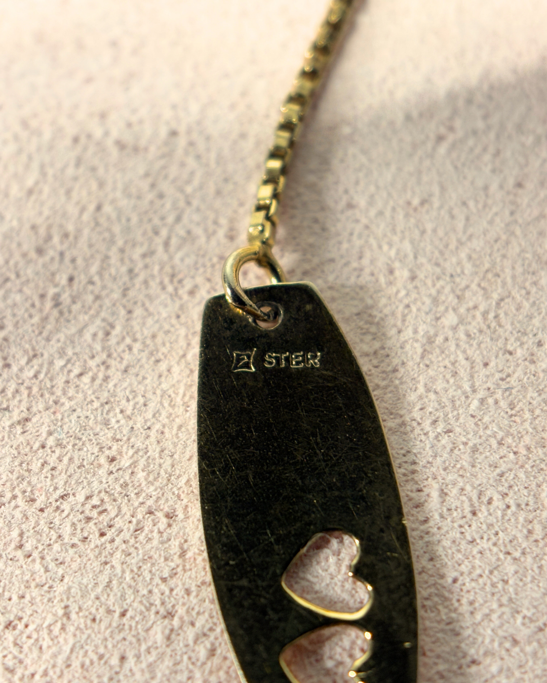 Bracelet d'identité en cœur or sur argent sterling