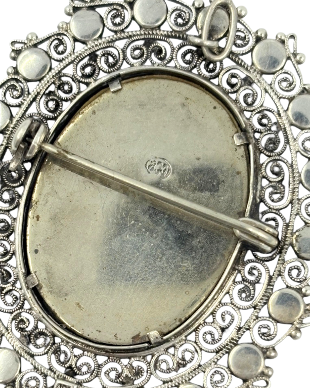 Rare Antique Silver Filgree Madonna Brooch/Pendant