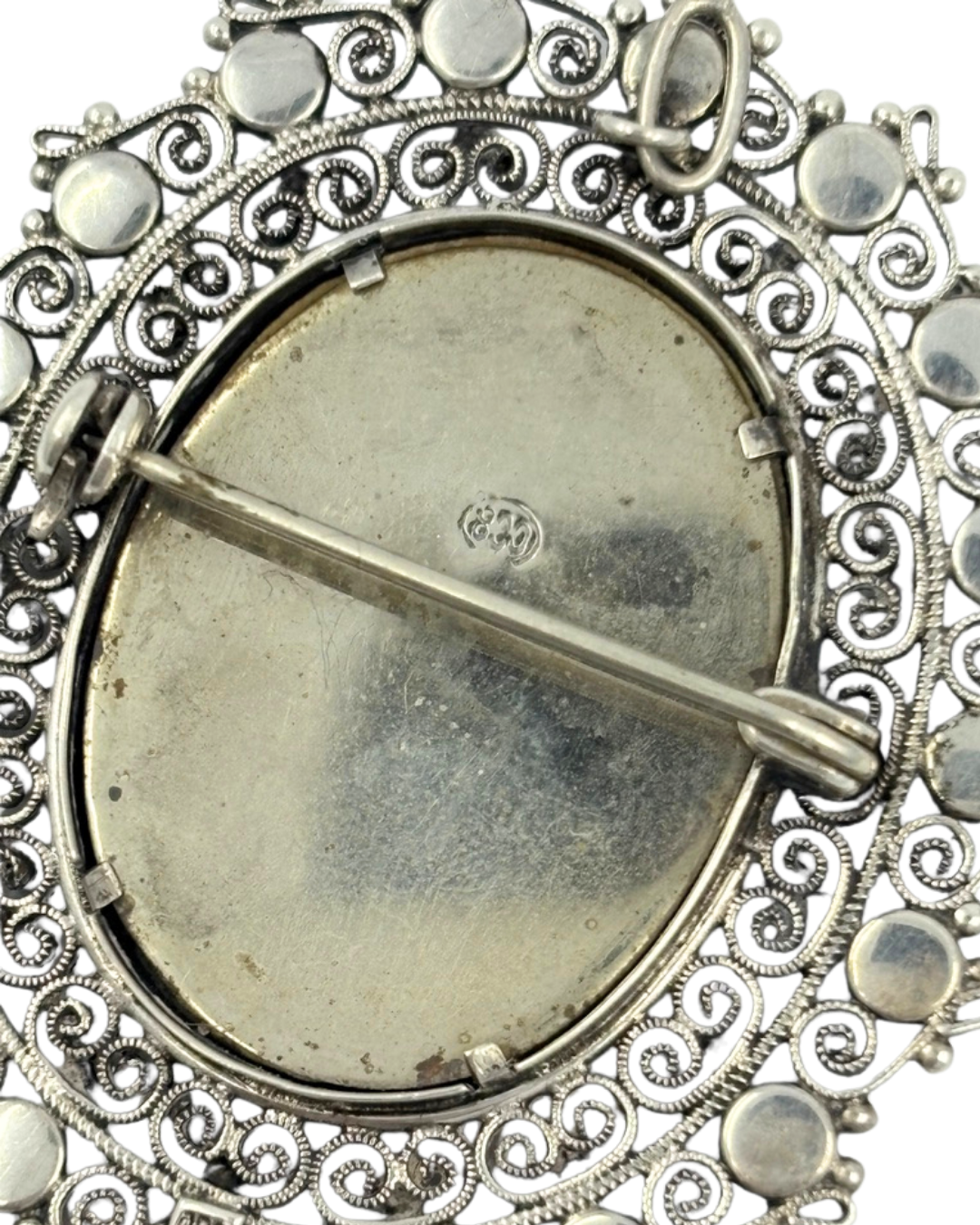 Rare Antique Silver Filgree Madonna Brooch/Pendant