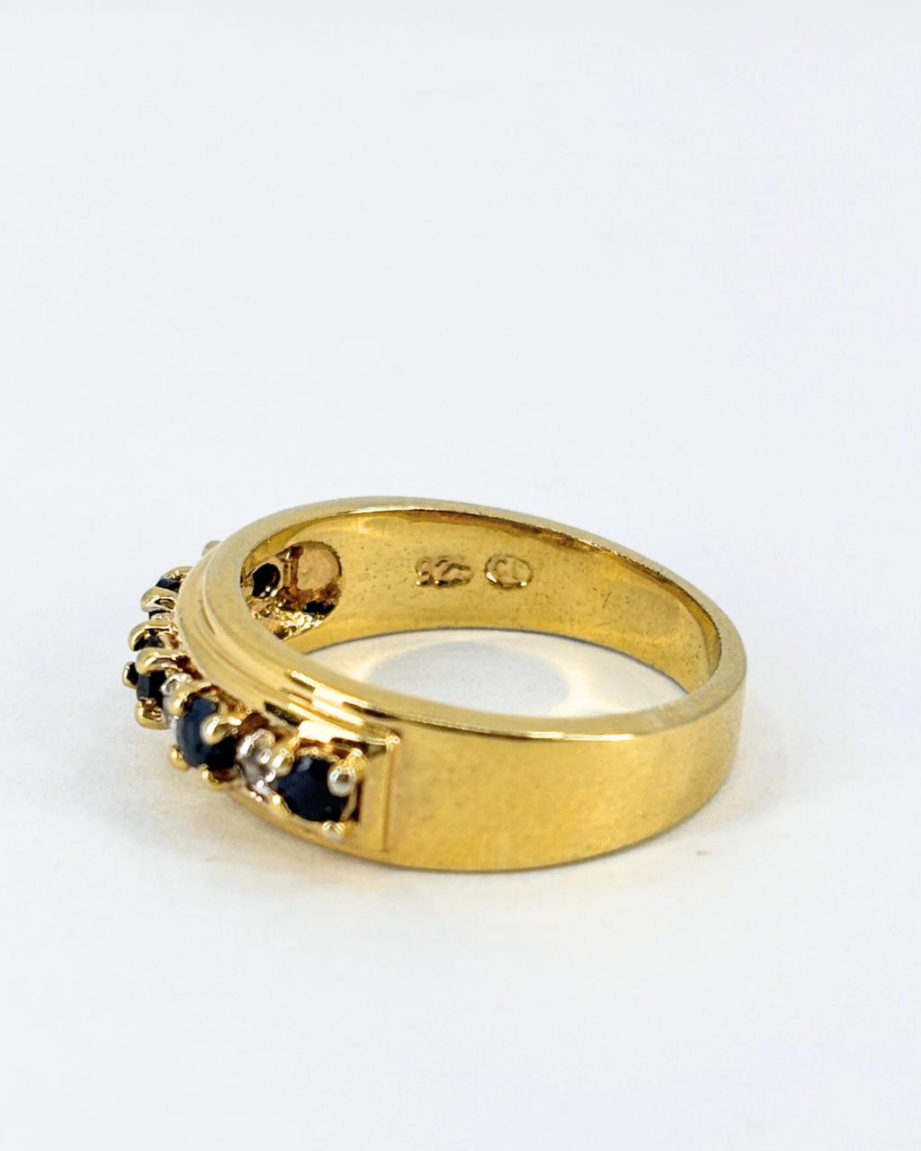Gold Vermeil White and Blue Sapphire Half Eternity Ring