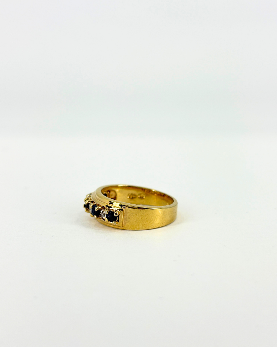 Gold Vermeil White and Blue Sapphire Half Eternity Ring