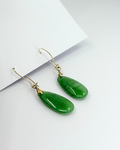 Boucles d'oreilles pendantes en jade néphrite 10 carats d'occasion
