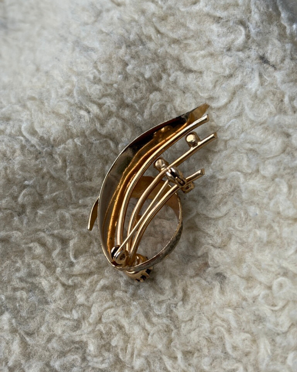 Corocraft Gold over Sterling Silver Brooch with Citrine Stones