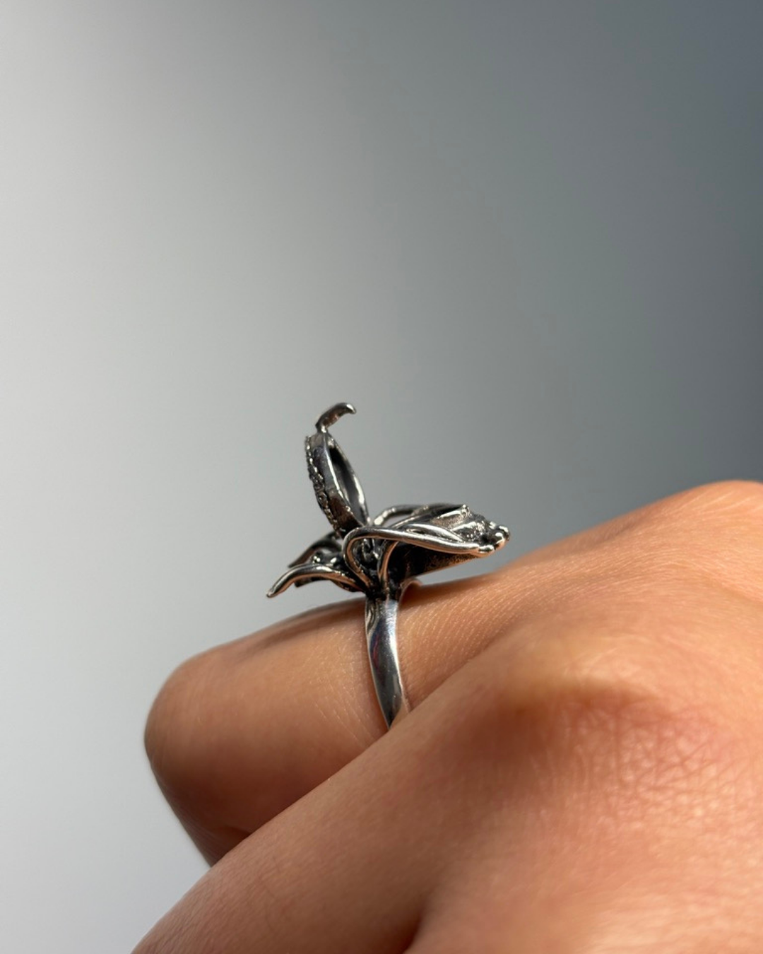 Sterling Silver Spider "Poison" Ring