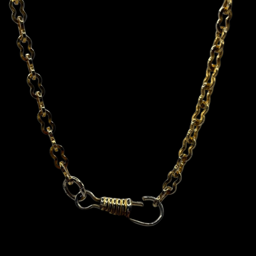 Gold Plated Watch Chain & Dog Clip Choker