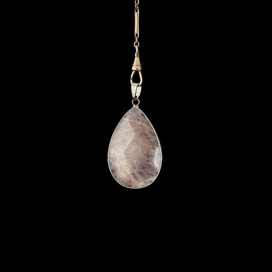 Silver Tone Smokey Amethyst Pendant