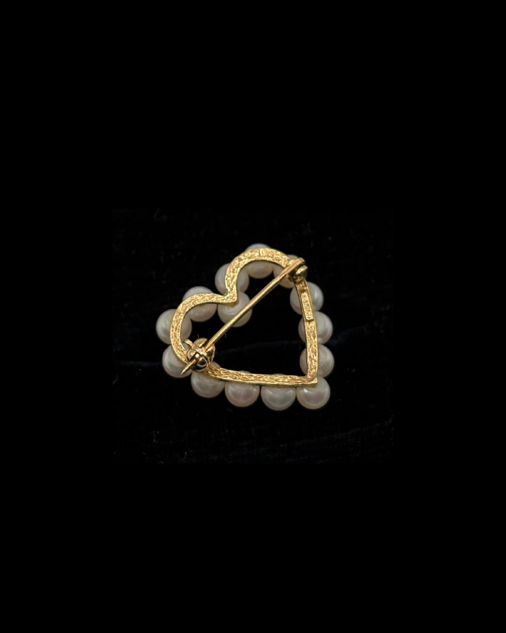 14KT Genuine Pearl Heart Brooch