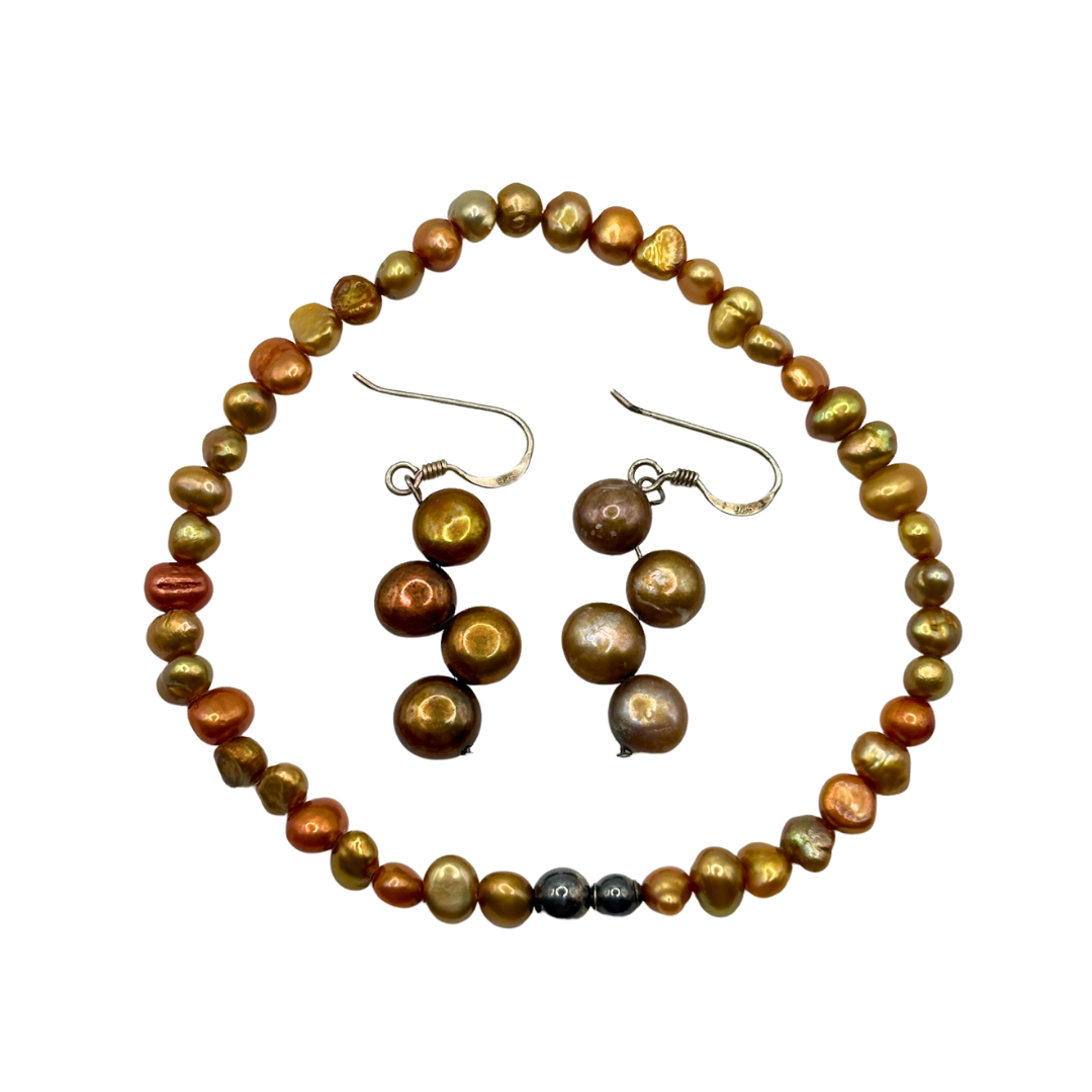 Golden Hour Freshwater Pearls with Marcasite Stones