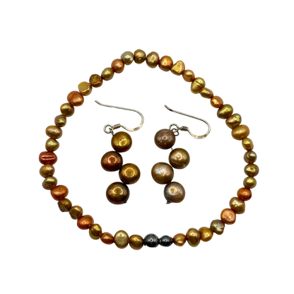 Golden Hour Freshwater Pearls with Marcasite Stones