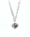 Sterling Disc Chain and Puffy Heart Necklace