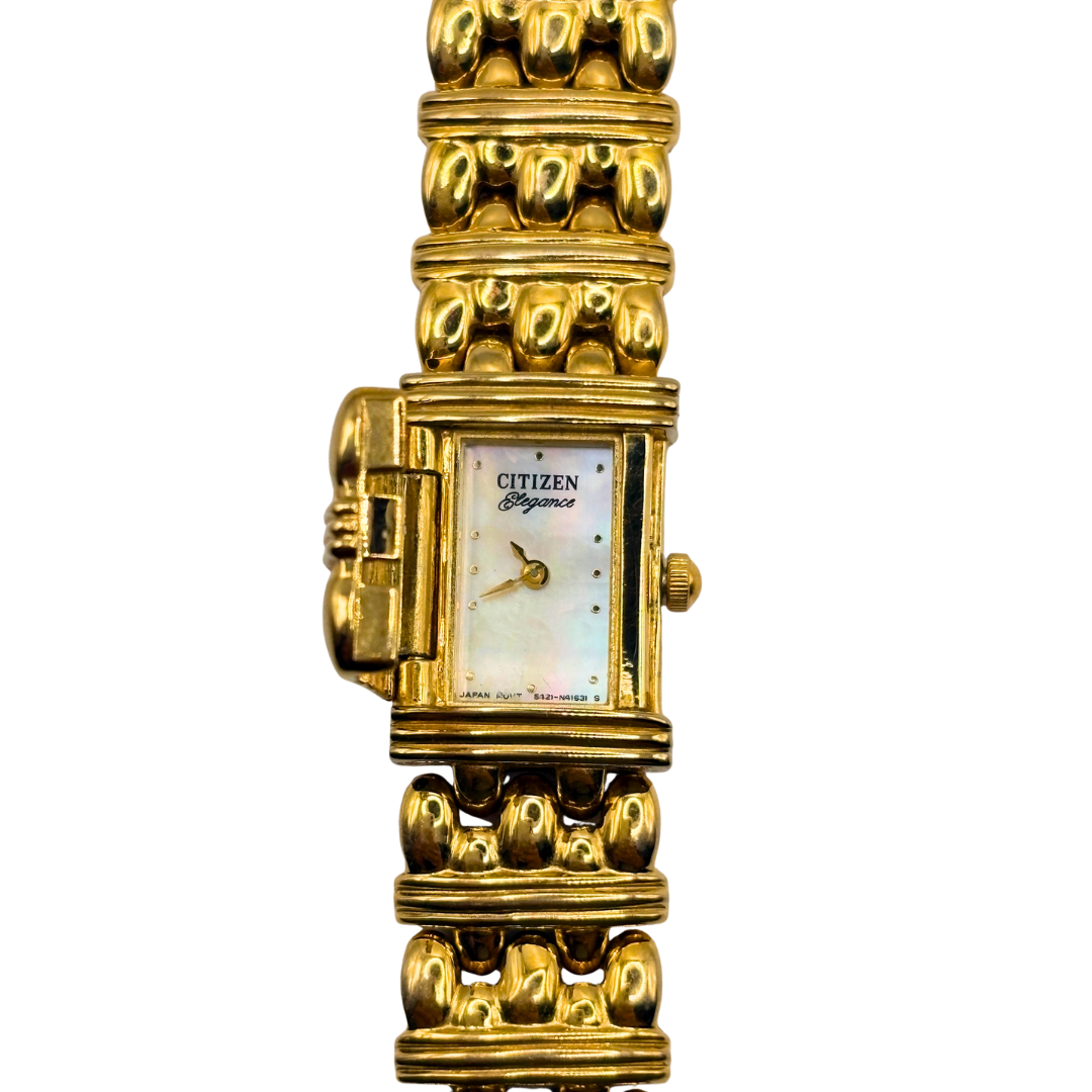 Rare 1988 Citizen Elegance Mother of Pearl Peek-a-boo Quartz Watch