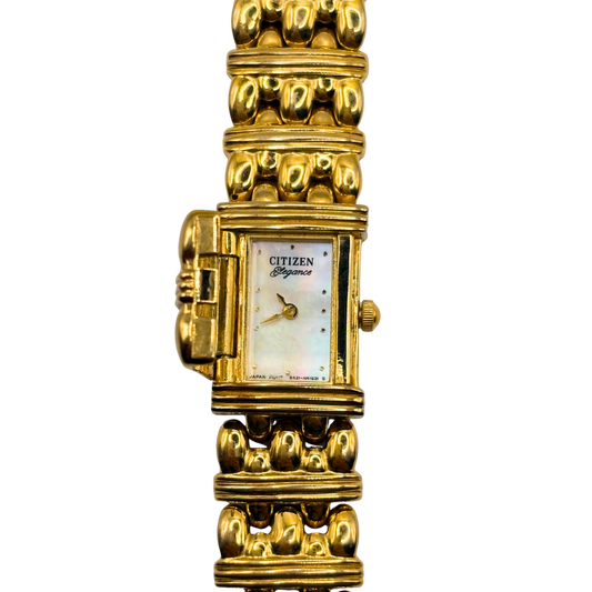 Rare 1988 Citizen Elegance Mother of Pearl Peek-a-boo Quartz Watch