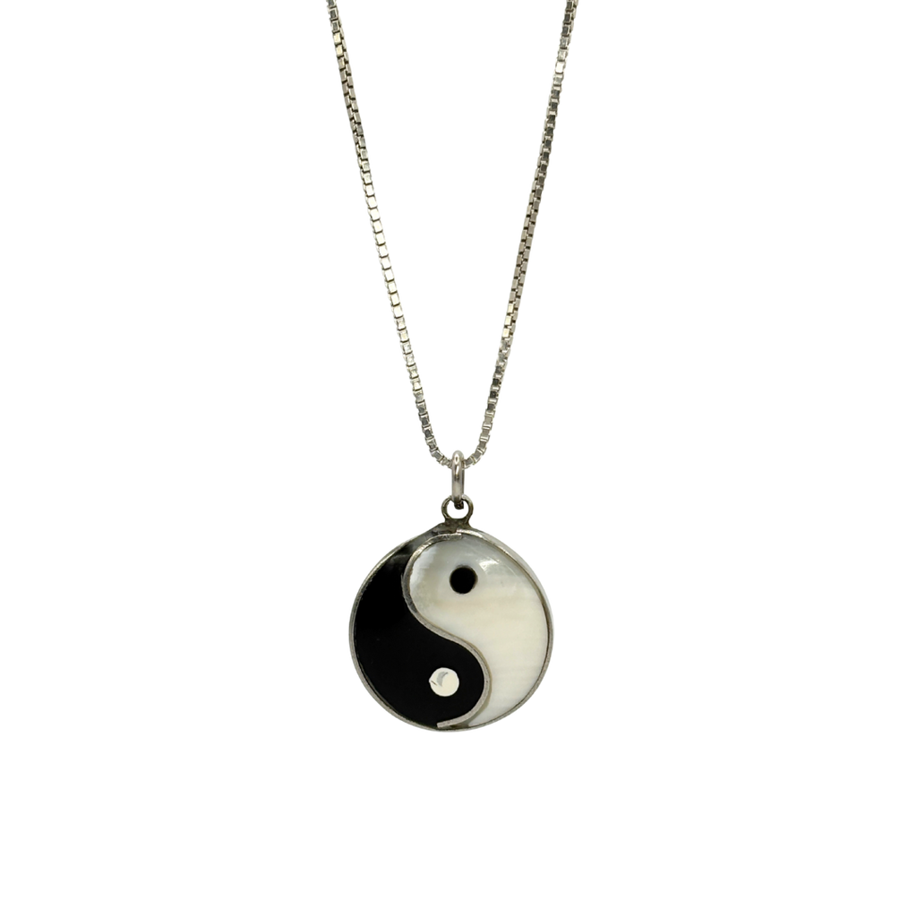 Sterling Yin Yang Onyx & MOP Necklace