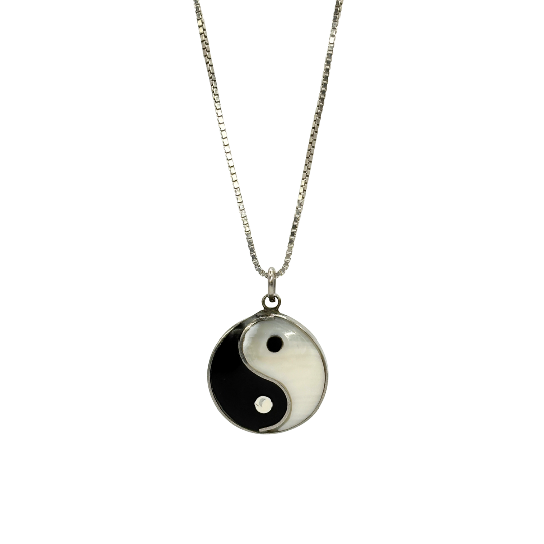 Sterling Yin Yang Onyx & MOP Necklace