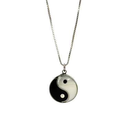 Sterling Yin Yang Onyx & MOP Necklace