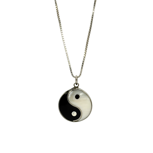 Sterling Yin Yang Onyx & MOP Necklace