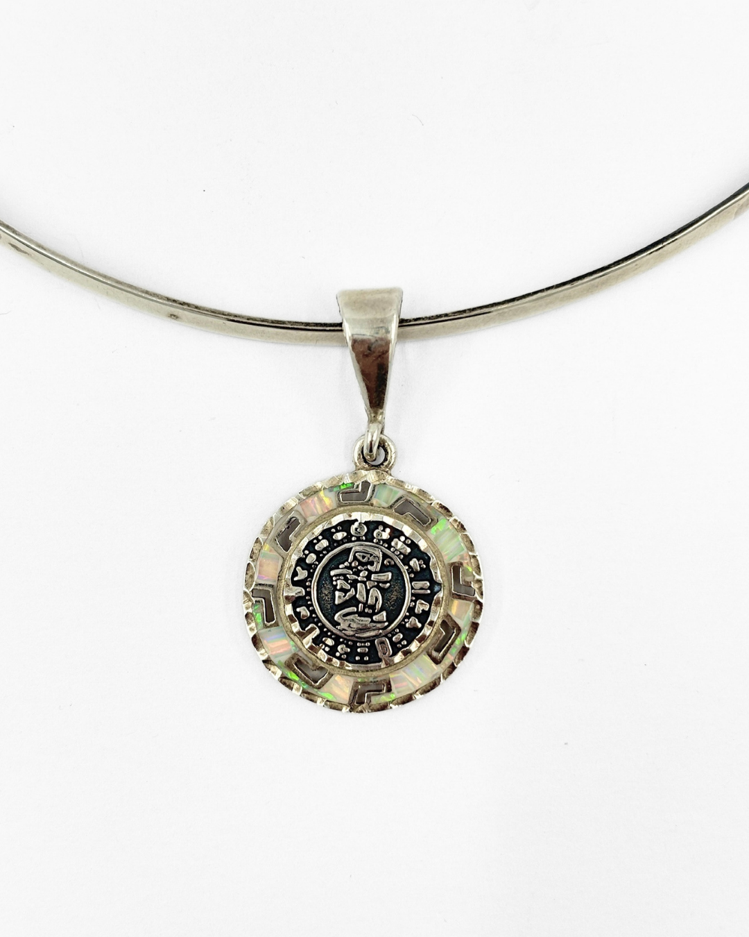 950 Inlaid Opal Mayan Calendar Pendant