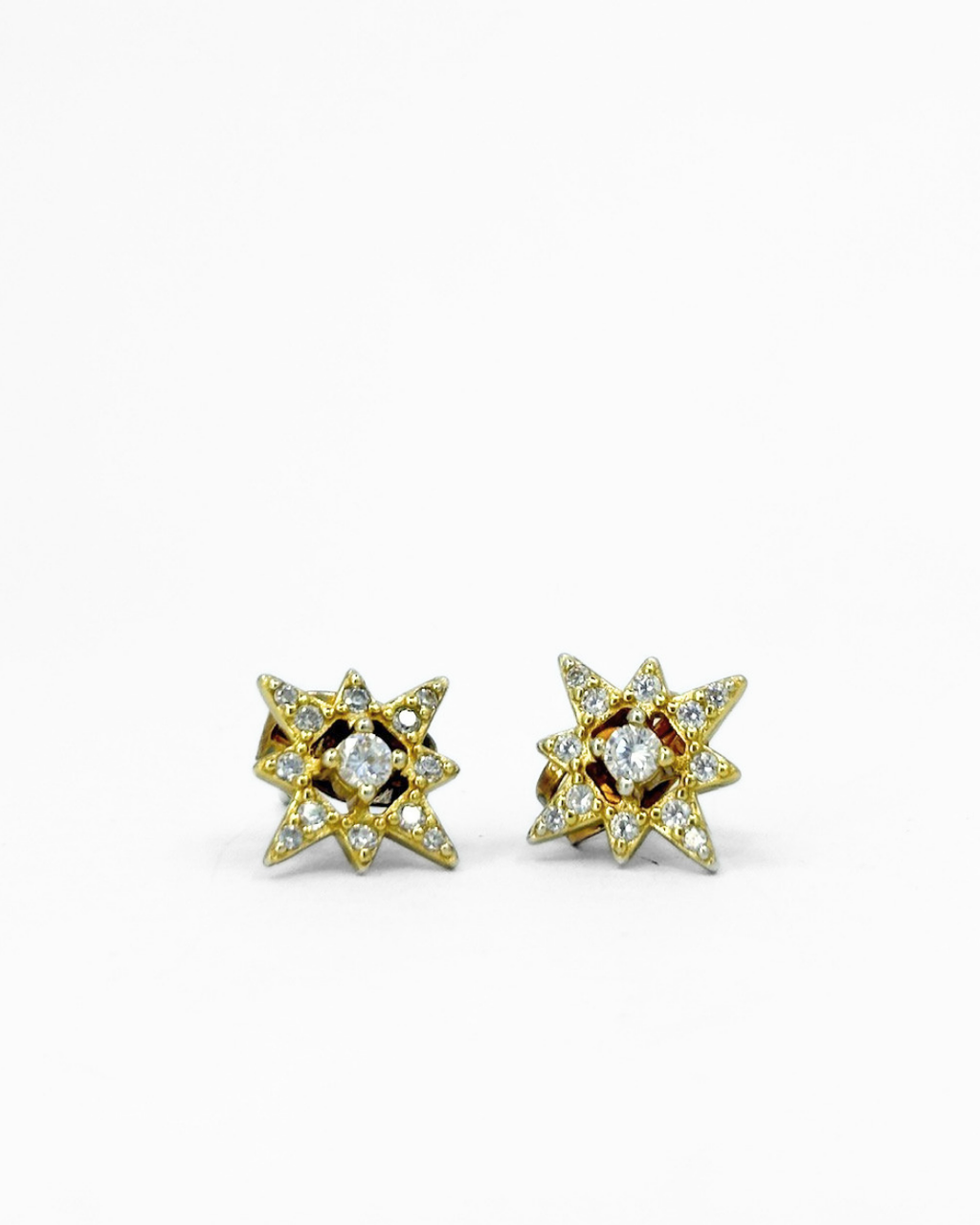 Gold Vermeil Cubic Zirconia Starburst Studs