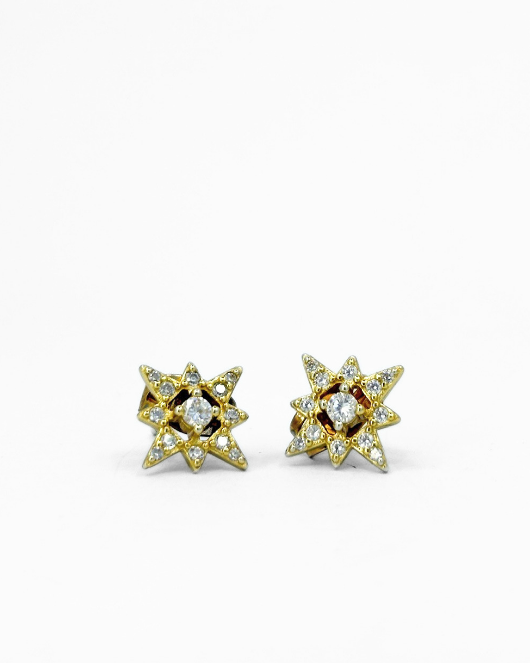 Gold Vermeil Cubic Zirconia Starburst Studs