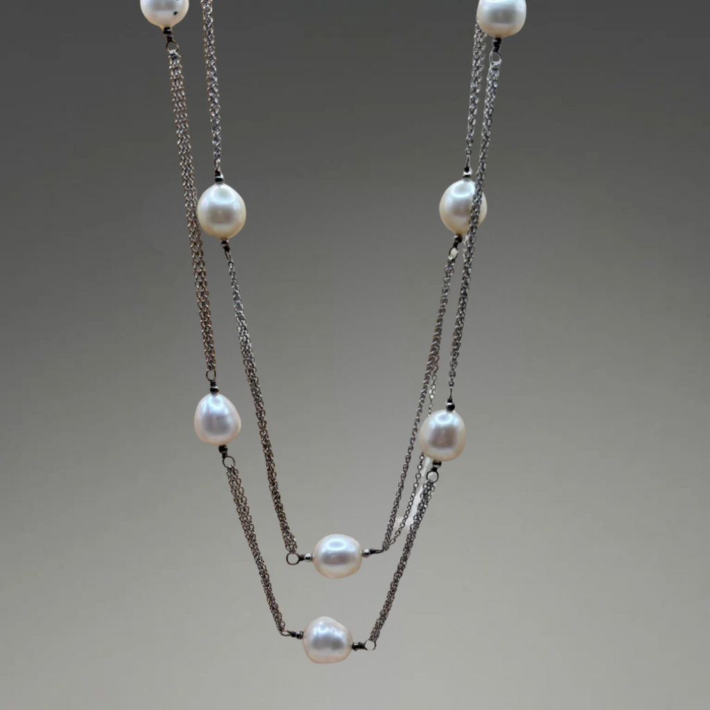 Sterling Pearl Layering Necklace