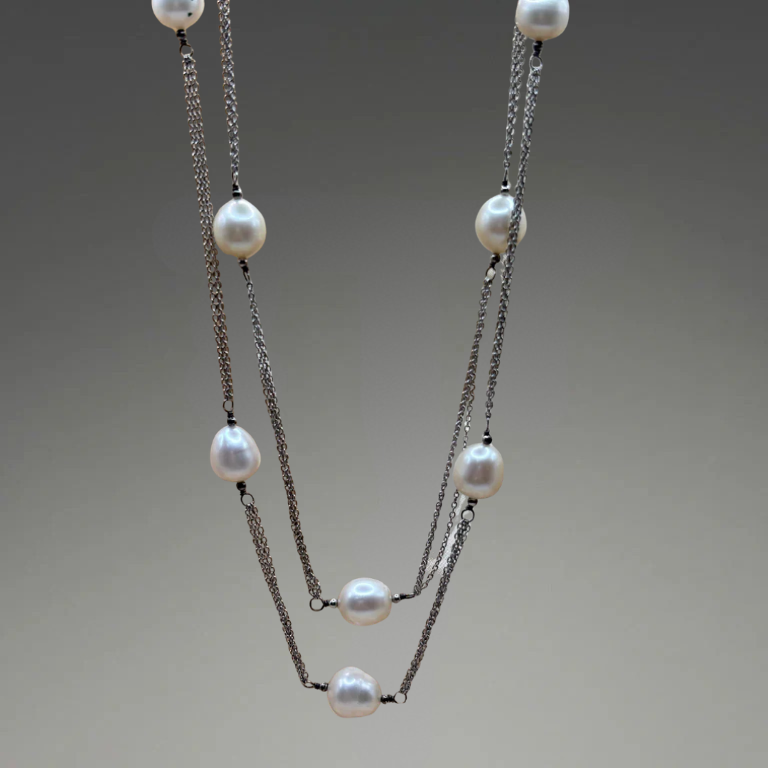 Sterling Pearl Layering Necklace