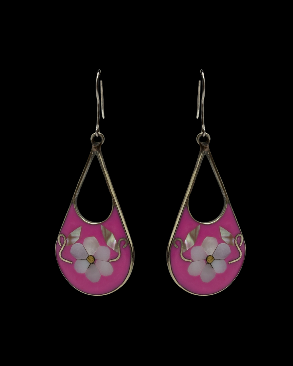 Mexican Mother of Pearl Pink Daisy Earrings