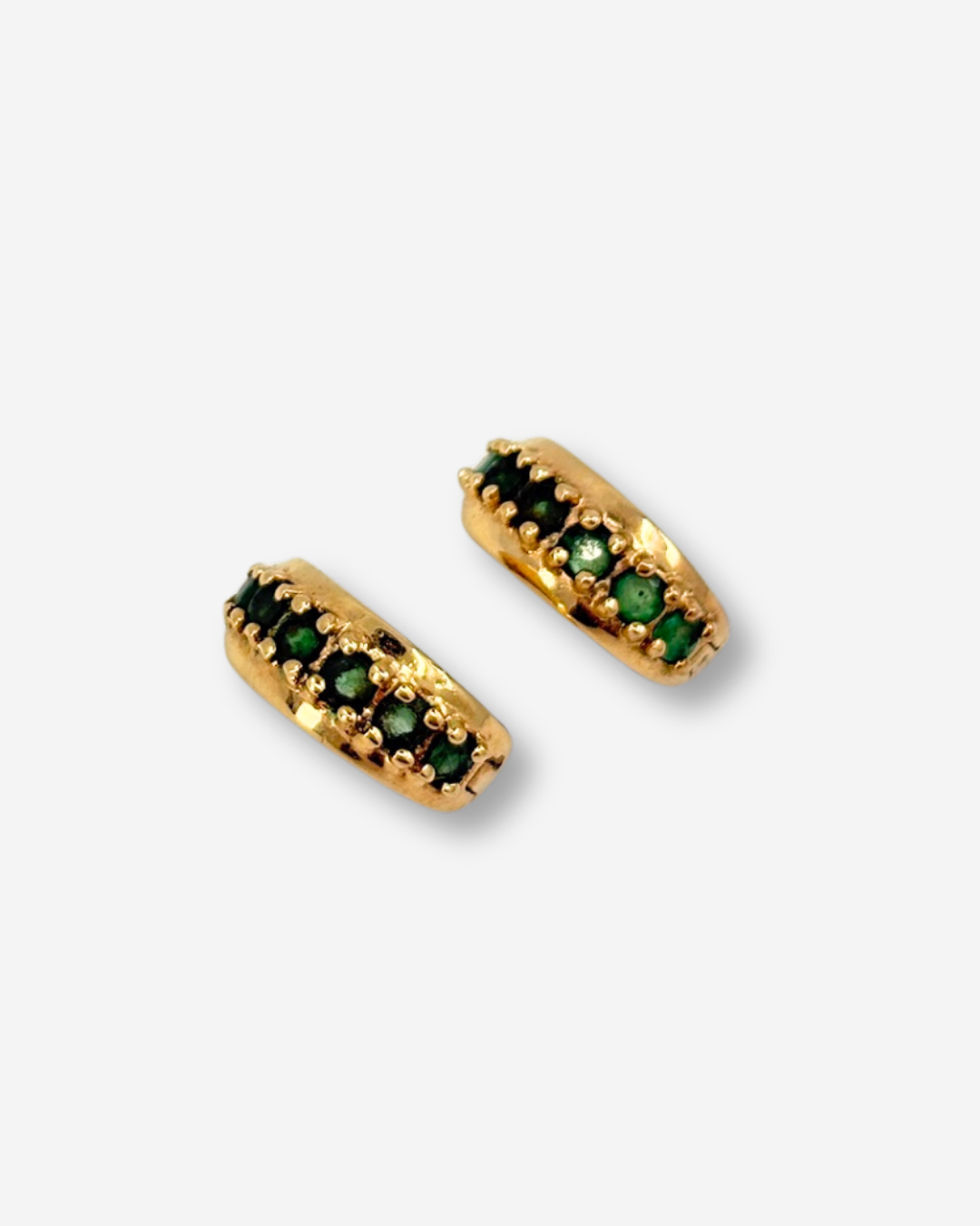 Gold Vermeil Clawset Emerald Huggies