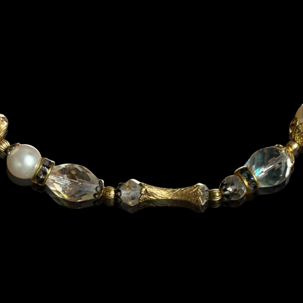 18KT GF Fresh Water Pearl and Crystal Bracelet