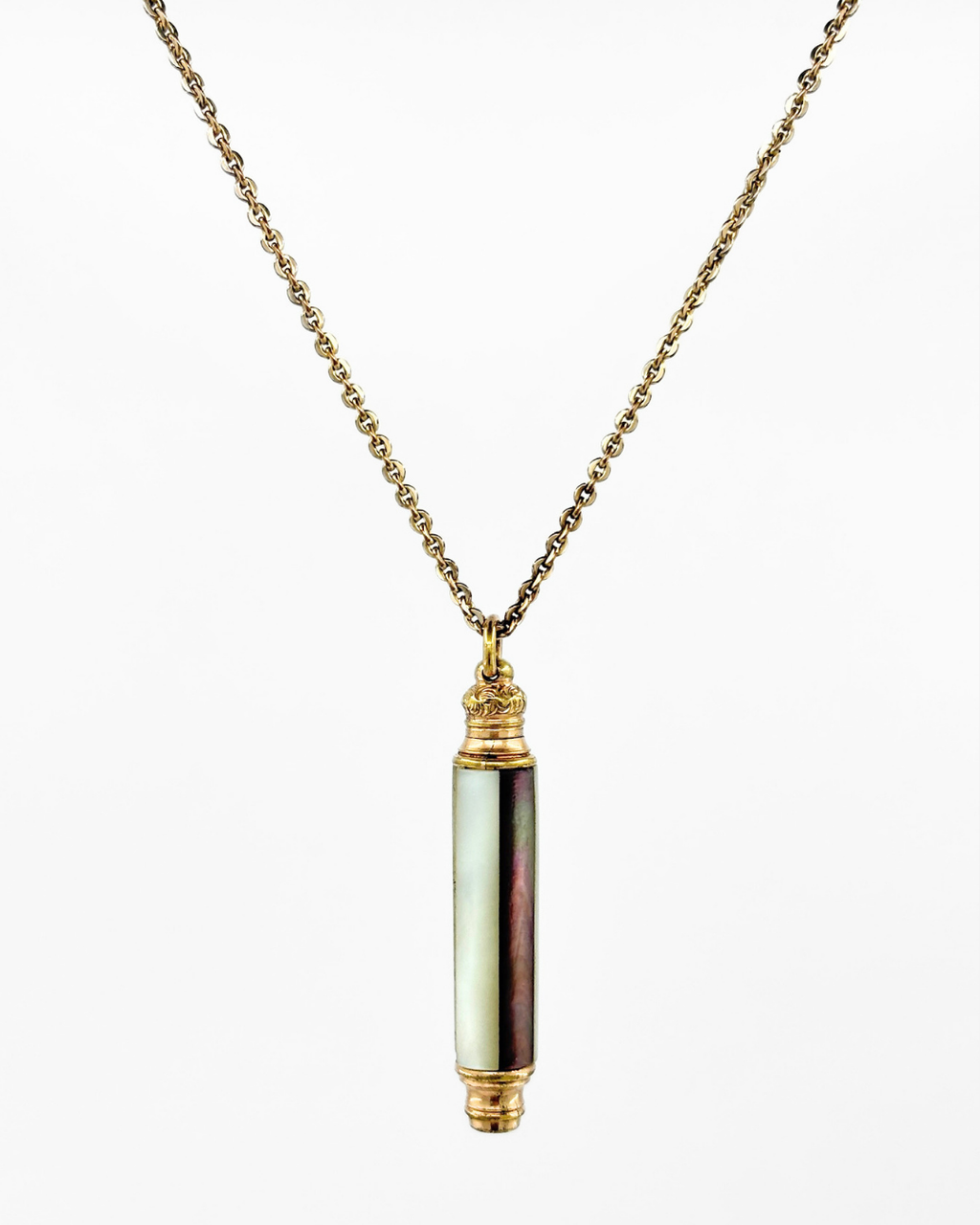 Antique Mother of Pearl Gold-Filled Telescopic Pencil Pendant