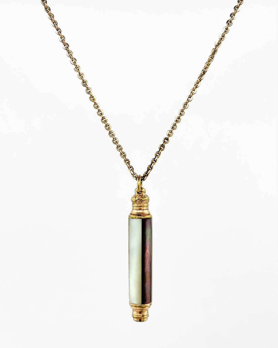 Antique Mother of Pearl Gold-Filled Telescopic Pencil Pendant