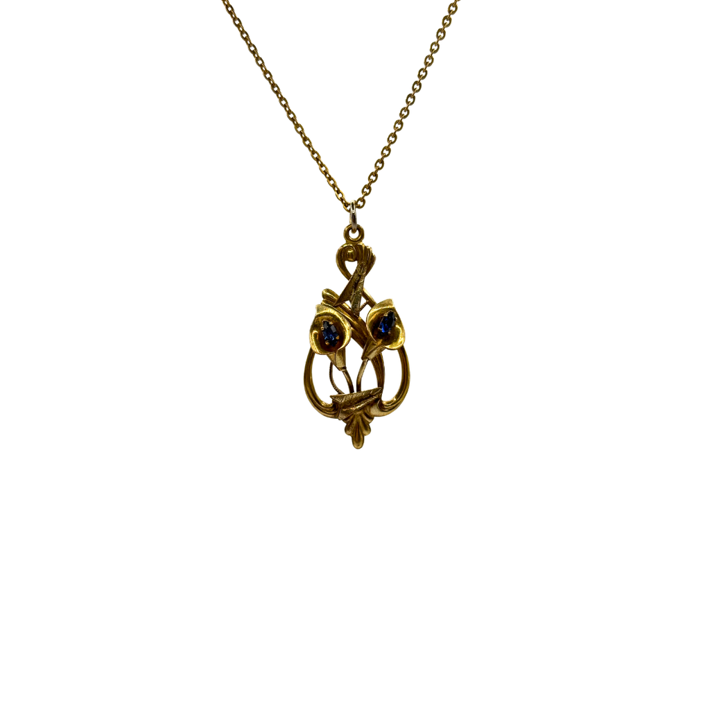 Gold Filled Sapphire Lilies Necklace