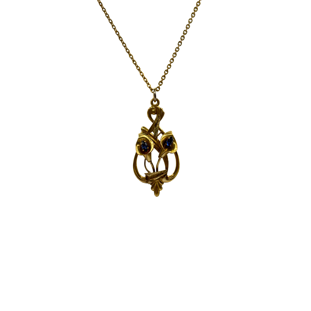 Gold Filled Sapphire Lilies Necklace