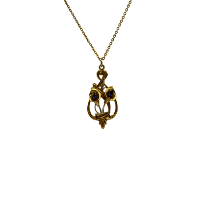 Gold Filled Sapphire Lilies Necklace