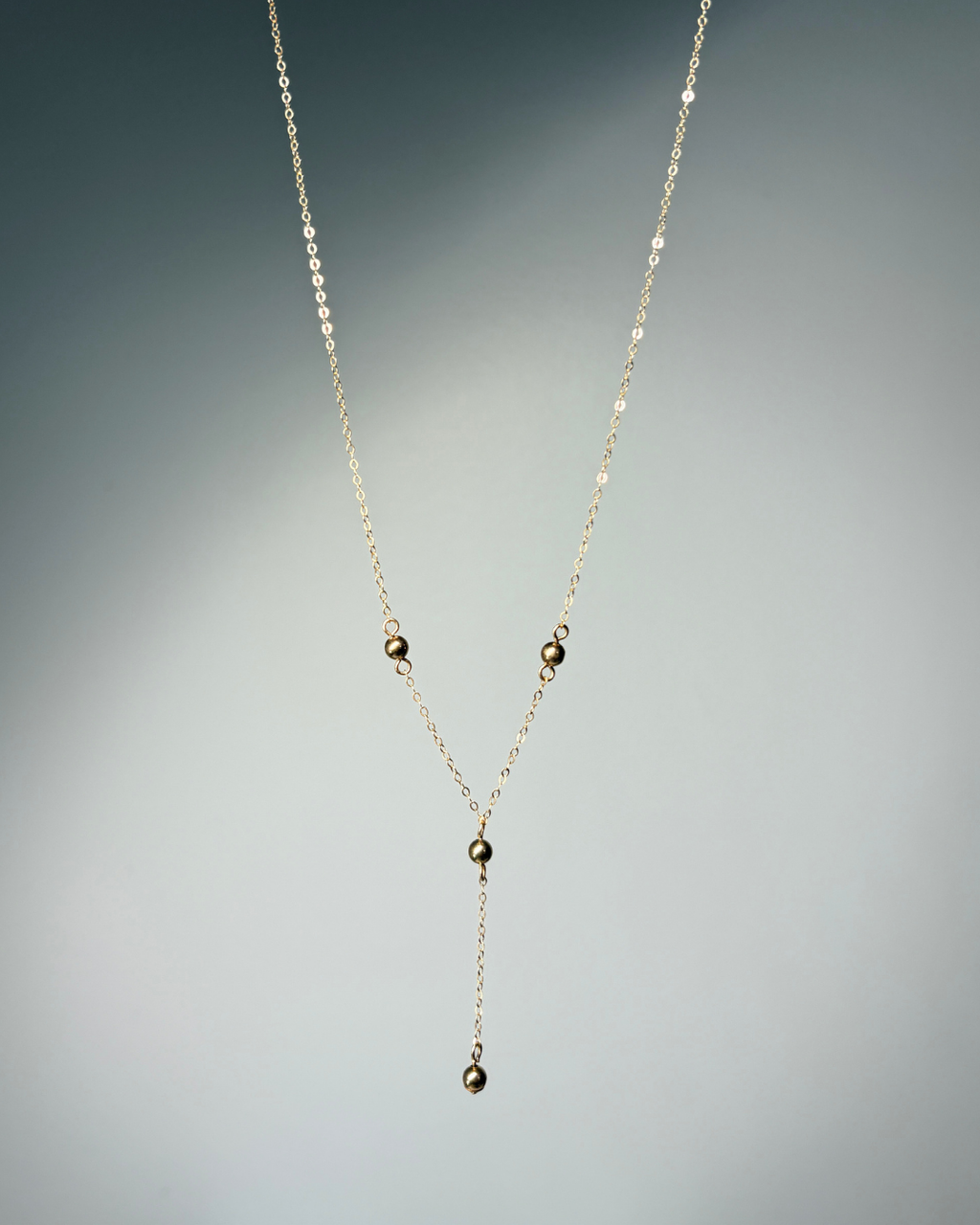 10KT Station Y-Drop Necklace