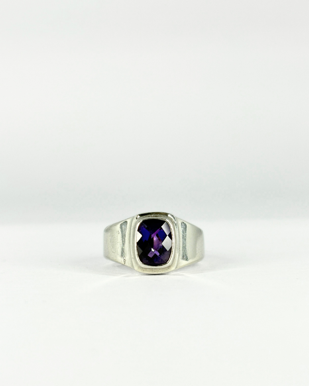 Sterling Silver Cushion Cut Amethyst Ring