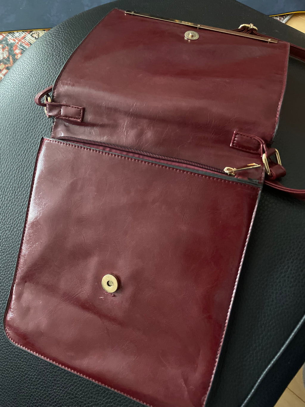 Cherry Red Woven Leather Bag