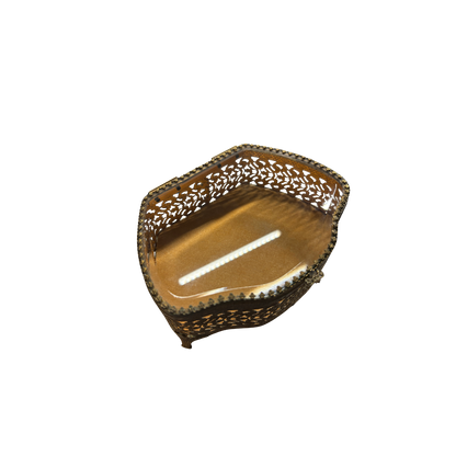 1960s Gold Tone Filigree Jewelry Box